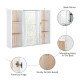 Bathroom Mirror Cabinet, Wall Mounted Storage Cabinet with Open Cupboard and Adjustable Shelf, White