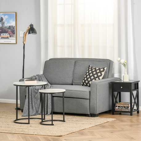 Double Sofa Bed Click Clack Sofa Bed Pull Out Bed with Adjustable Backrest for Living Room and Bedroom Grey