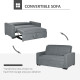 Double Sofa Bed Click Clack Sofa Bed Pull Out Bed with Adjustable Backrest for Living Room and Bedroom Grey