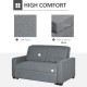 Double Sofa Bed Click Clack Sofa Bed Pull Out Bed with Adjustable Backrest for Living Room and Bedroom Grey