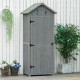 Outsunny Wooden Garden Shed, Utility Outdoor Small Shed with Lockable Double Doors, Shelves and Roof Hatch, Grey