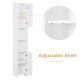 Bathroom Floor Storage Cabinet Slim Tallboy w/ Door Cupboard &amp; Shelves For Living Room, Bedroom, Hallway White