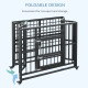 PawHut 37&quot; Heavy Duty Dog Crate, Foldable Dog Cage, with Openable Top, Locks, Removable Tray, Wheels - Black