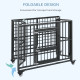 PawHut 43&quot; Heavy Duty Dog Crate, Foldable Dog Cage, with Openable Top, Locks, Removable Tray, Wheels - Black