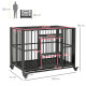 PawHut 43&quot; Heavy Duty Dog Crate, Foldable Dog Cage, with Openable Top, Locks, Removable Tray, Wheels - Black