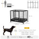 PawHut 43&quot; Heavy Duty Metal Dog Crate Pet Cage with Tray Wheeled Dog Kennel - Black (Large)