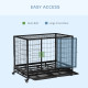 PawHut 43&quot; Heavy Duty Metal Dog Crate Pet Cage with Tray Wheeled Dog Kennel - Black (Large)