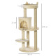 PawHut 104 cm Cat Tree, Cat Condo Tree Tower, Cat Activity Centre with Scratching Posts, Plush Perch, Hanging Ball - Cream White