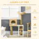 PawHut Cat Tree, with Scratching Posts, Bed, Cat House - Natural Finish