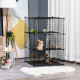 PawHut Pet Playpen DIY Small Animal Cage Enclosure Metal Wire Fence 39 Panels with 3 Doors 2 Ramps for Kitten Bunny Chinchilla P