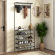 Coat Stand, Industrial Coat Rack with Shoe Storage, Free Standing Hall Tree with 5 Hooks, 5 Shelves and Steel Frame for Hallway,