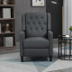 Wingback Recliner Chair for Home Theater, Button Tufted Microfibre Cloth Reclining Armchair with Leg Rest, Deep Grey