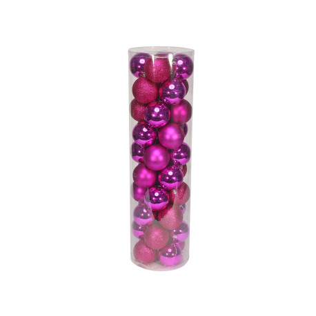 48 Hot Pink Baubles in Matt, Shiny & Glitter Finish (8cm)