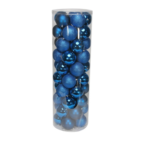 48 Blue Baubles in Matt, Shiny & Glitter Finish (10cm)