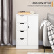 Bathroom Cabinet, Freestanding Storage Cabinet with 4 Drawers, Door Cupboard for Living Room, Kitchen, Bedroom, White