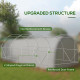 Outsunny 6 x 3(m) Polytunnel Greenhouse with Upgraded Structure, Mesh Door and Windows, 15 Plant Labels, White