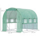 Outsunny Walk-in Polytunnel Greenhouse Green House with Roll-up Sidewalls, UV-resistant PE Cover, 3 x 2 x 2m, Green