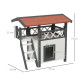 PawHut Cat House Outdoor w/ Balcony Stairs Roof, 77 x 50 x 73 cm, White