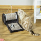 PawHut Cat Scratcher, Sisal Cat Scratching Board Mat Pad with Roller, Feather Toy, 44 x 24 x 16 cm, Grey