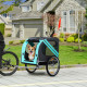 PawHut Folding Dog Bike Trailer Pet Cart Carrier for Bicycle Travel in Steel Frame with Hitch Coupler - Light Blue &amp; Grey