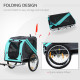 PawHut Folding Dog Bike Trailer Pet Cart Carrier for Bicycle Travel in Steel Frame with Hitch Coupler - Light Blue &amp; Grey