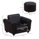 Toddler Chair Single Seater Kids Sofa Set, 54 x 42 x 41cm, Kids Sofa with Stool, Black