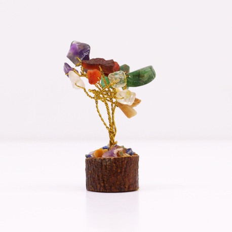 Mini Gemstone Tree On Wood Base - Multi Stones (15 stones)