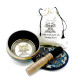 Hand Beaten &amp; Engraved Singing Bowl Gift Set - 14cm - Lotus Flower