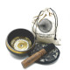 Hand Beaten &amp; Engraved Singing Bowl Gift Set - 14cm - Round Medallions