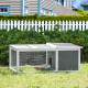 PawHut Rabbit Hutch Guinea Pig Hutch Wooden Small Animal Cage Rabbit Run Duck House with Openable Roof for Indoor Outdoor 115 x 