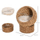 PawHut Wicker Cat Bed, Raised Rattan Cat Basket with Cylindrical Base, Soft Washable Cushion, 50 x 42 x 60 cm - Brown