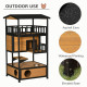 PawHut Wooden Outdoor Cat House 3-Tier for Winter Kitten Shelter Lodge w/ Tilted Roof Terrace Jump Step Bottom Tray Elevated Bas