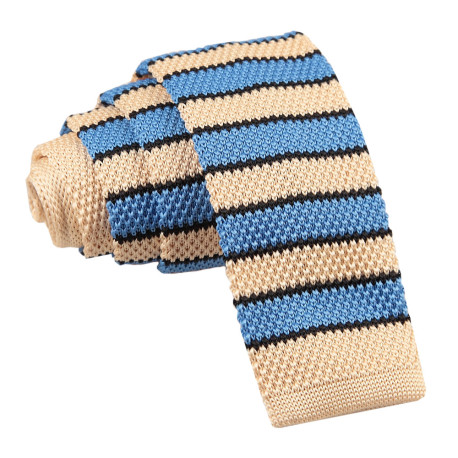 Knitted Stripe with 2 Borders Skinny Tie