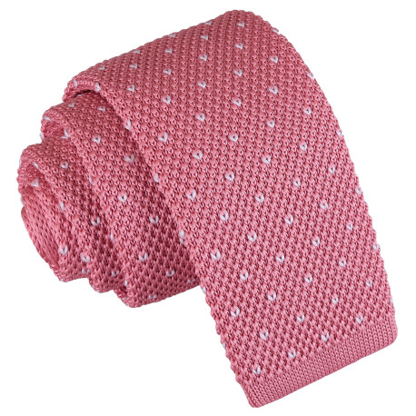 Flecked V Polka Dot Knitted Skinny Tie