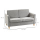 Compact Loveseat Sofa, Modern 2 Seater Sofa for Living Room with Wood Legs and Armrests, Light Grey