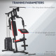 Multigym Station, with 66KG Weight Stack, for Strength Training - Red &amp; Black