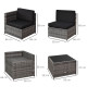 Outsunny 6-Seater Rattan Sofa Furniture Set W/ Cushions, Steel Frame-Grey