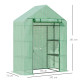 Outsunny Walk In Greenhouse for Outdoor, Portable Gardening Plant Grow House with 2 Tier Shelf, Roll-Up Zippered Door, PE Cover,