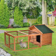 PawHut Wooden Rabbit Hutch Outdoor, Guinea Pig Hutch, Detachable Pet House Animal Cage with Openable Run &amp; Roof Lockable Door Sl