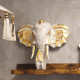 Large Elephant Head - Gold &amp; Whitewash