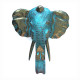 Large Elephant Head - Gold &amp; Turquoise