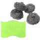 Sponge and Scourers Pack of 5 Steel Wool Scrubber for Kitchen - Silver