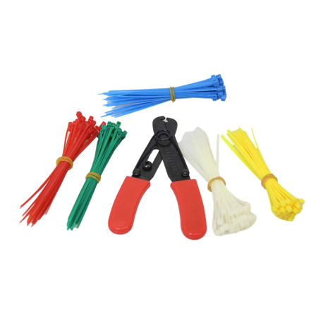 Cable Tie Set DIY Tool Kit Nylon Self-locking Cable Zip Ties with Cutter