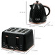 1.7L 3000W Fast Boil Kettle &amp; 4 Slice Toaster Set, Kettle and Toaster Set with 7 Browning Controls, Crumb Tray, Black