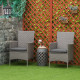 Outsunny 2 PC Outdoor Rattan Armchair Dining Chair Garden Patio Furniture w/ Armrests Cushions Grey