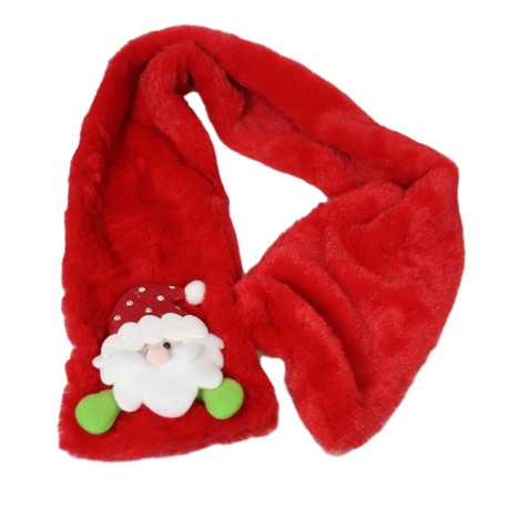 90cm Childrens Christmas Festive Scarf with Santa Clause - Red