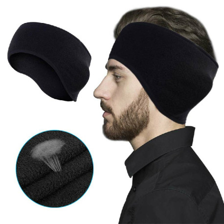 Fleece Ear Cover Ear Warmer Headband Winter Sweatband Running Headband - Black