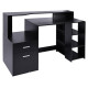 Computer Desk with Drawers and Storage Shelves, Reception Desk, Study Workstation for Home Office, 137 x 55 x 92cm, Black