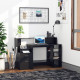 Computer Desk with Drawers and Storage Shelves, Reception Desk, Study Workstation for Home Office, 137 x 55 x 92cm, Black