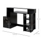 Computer Desk with Drawers and Storage Shelves, Reception Desk, Study Workstation for Home Office, 137 x 55 x 92cm, Black